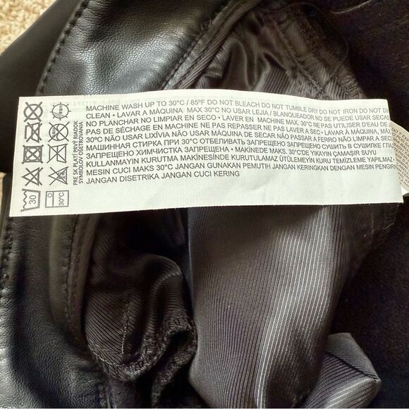 MANGO EUC Faux Leather Straight Leg Trousers Pants Black Size 10 - Picture 10 of 11